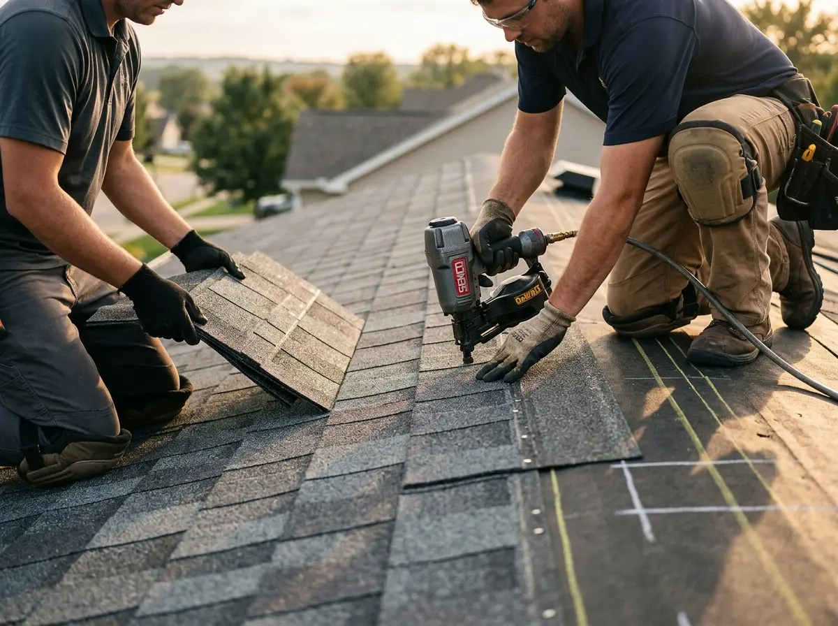 Professional roofer working on a residential roof in Schuylkill Haven